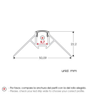  FULLWAT - ECOXM-WALL2-2D. Profilo in alluminio di  cantiere   anodizzato   stile Corner.  2000mm