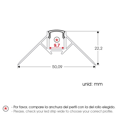  FULLWAT - ECOXM-WALL2-2D. Profilo in alluminio di  cantiere   anodizzato   stile Corner.  2000mm