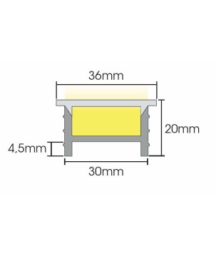 FULLWAT - NLC-3020.Cubierta de Silicona efecto Neon Led de flexión libre con sección rectangular de 30x20mm. 