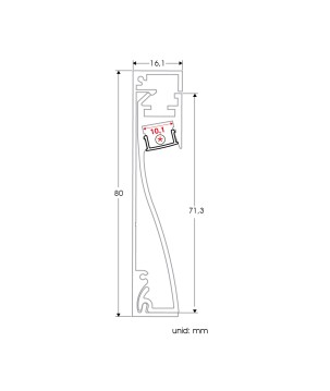 FULLWAT - ECOXM-ZOC-2D. Aluminiumprofil oberfläche. eloxiert des Stils für Sockelleiste - 2000mm