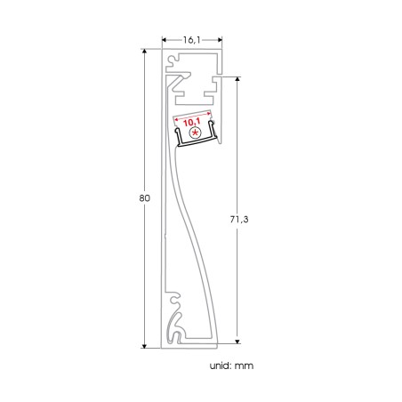 FULLWAT - ECOXM-ZOC-2D. Aluminiumprofil oberfläche. eloxiert des Stils für Sockelleiste - 2000mm