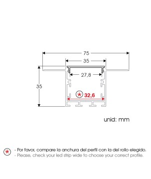 FULLWAT - ECOXM-WALL8-2D. Aluminiumprofil einbetten. eloxiert - 2000mm