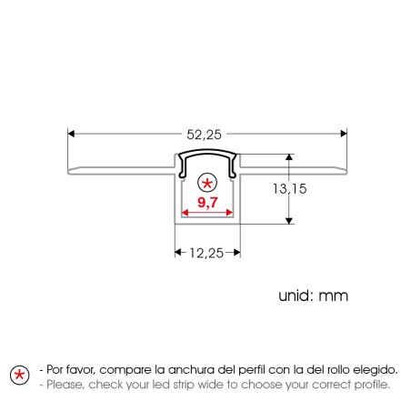 FULLWAT - ECOXM-WALL4-2D. Aluminiumprofil einbetten. eloxiert - 2000mm