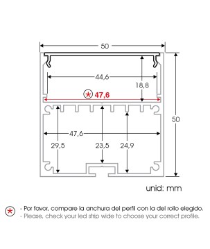  FULLWAT - ECOXM-50S2-2D. Profilo in alluminio di  sospeso   anodizzato  2000mm