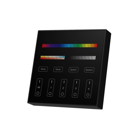 FULLWAT - LENNY-PAN-B4-N. Panel táctil de pared color negro para 4 zona(s). DIM | CCT | RGB | RGBW | RGBWW