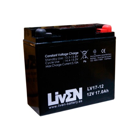 LIVEN - LV17-12. Bateria recarregável de chumbo ácido en tecnologia AGM-VRLA. Série  LV. 12Vdc / 17Ah