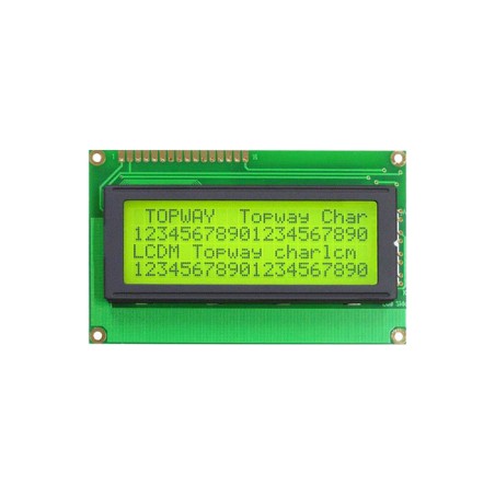 TOPWAY- No. Display LCD Alfanumerico.  4 x 20. 5Vdc . Sfondo Giallo/verde / Carattere Grigio