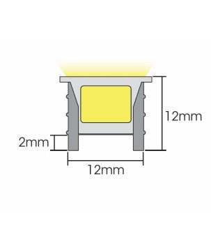 FULLWAT - NLC-1212.Cubierta de Silicona efecto Neon Led de flexión libre con sección rectangular de 12x12mm. 