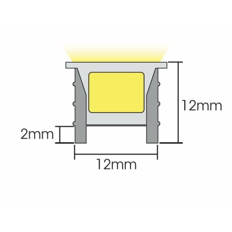 FULLWAT - NLC-1212.Cubierta de Silicona efecto Neon Led de flexión libre con sección rectangular de 12x12mm. 