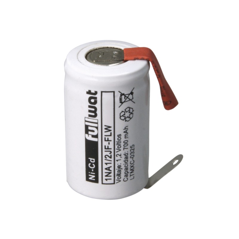 FULLWAT - 1NA1/2JF-FLW. Ni-Cd cylindrical rechargeable battery. 1/2A model . 1,2Vdc / 0,700Ah