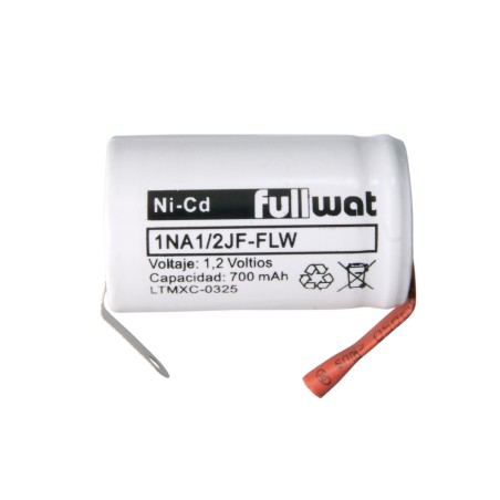 FULLWAT - 1NA1/2JF-FLW. Ni-Cd cylindrical rechargeable battery. 1/2A model . 1,2Vdc / 0,700Ah