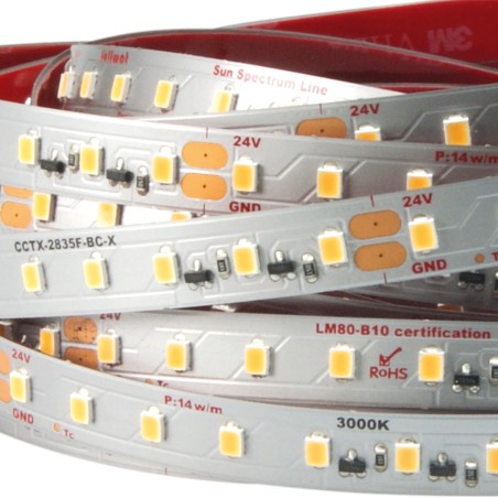 FULLWAT - CCTX-2835F-BC-X. Professional LED strip. 3000K  - Warm white - 24Vdc - 1155 Lm/m - IP20