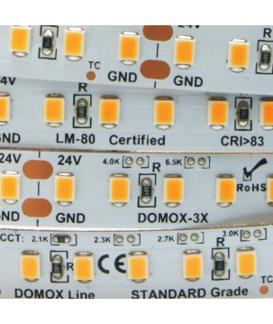 FULLWAT - DOMOX-2835-21-3X. Tira de LED estándar. 2100K - Blanco extra-cálido . 24Vdc - 1405 Lm/m - IP20