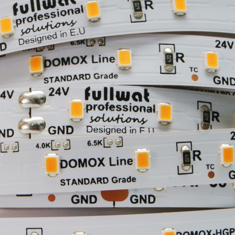 FULLWAT -  DOMOX-2835-21-HGPX. Fita LED  normal. Branco extra quente- 2100K- 24Vdc- 1080 Lm/m- IP20