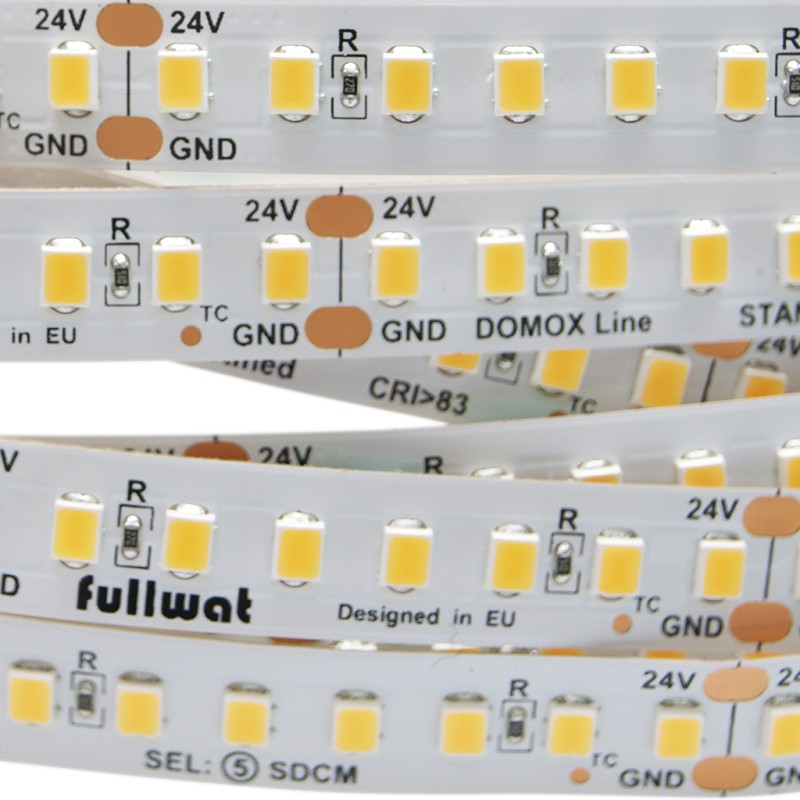 FULLWAT -  DOMOX-2835-BC-4X. Fita LED  normal. Branco quente- 3000K- 24Vdc- 2274 Lm/m- IP20