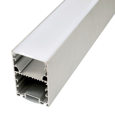 FULLWAT - ECOXM-50E2-2D. Aluminum profile  for suspended mounting. Anodized. with bi-directional lighting shape. 2000mm