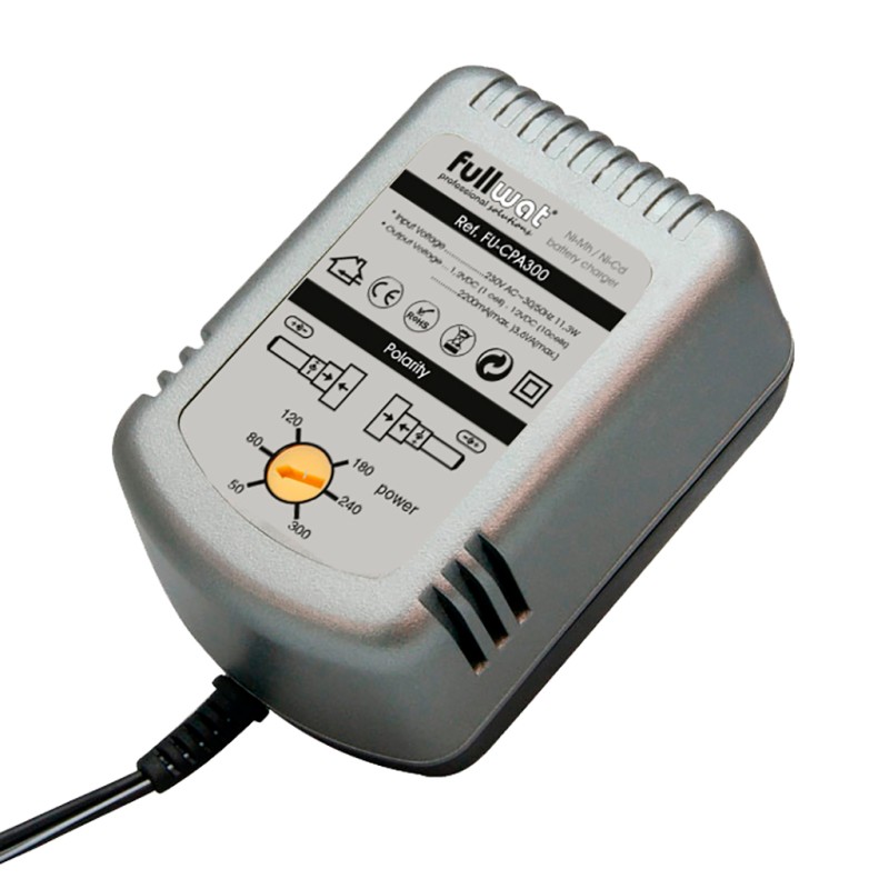 FULLWAT - FU-CPA300. Cargador para baterías de Ni-Cd | Ni-MH. 1,4 - 14 Vdc / 0,05 | 0,08 | 0,12 | 0,18 | 0,24 | 0,3A