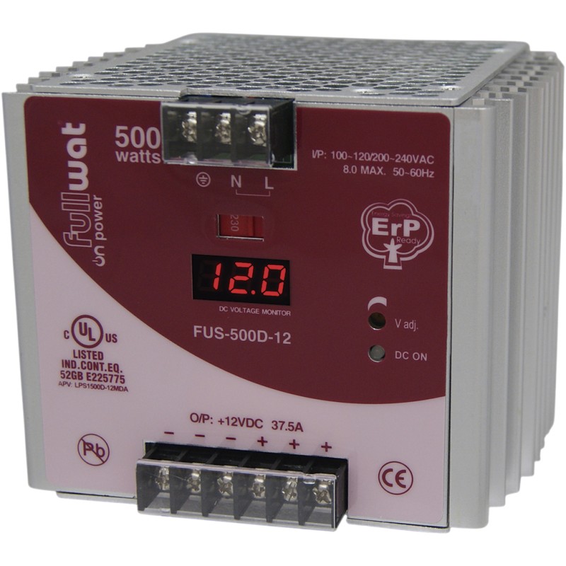 FULLWAT - FUS-500D-12. 500W switching power supply, 90 ~ 132 | 180 ~ 240  Vac - 12Vdc / 37,5A