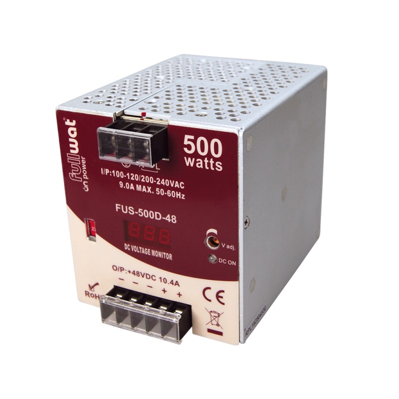 FULLWAT - FUS-500D-48. 500W switching power supply, 90 ~ 132 | 180 ~ 240  Vac - 48Vdc / 10,4A