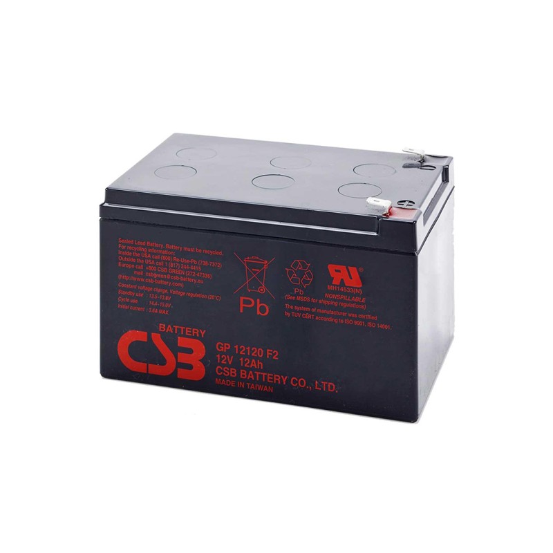 CSB - GP12120. Lead Acid rechargeable battery. AGM-VRLA technology. GP series. 12Vdc. / 12Ah 