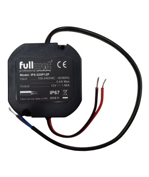FULLWAT - IPX-020P12P. 20W switching power supply, 90 ~ 264 Vac - 12Vdc / 1,66A