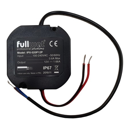 FULLWAT - IPX-020P12P. Source d'alimentation commuté de 20W. 90 ~ 264 Vac - 12Vdc / 1,66A