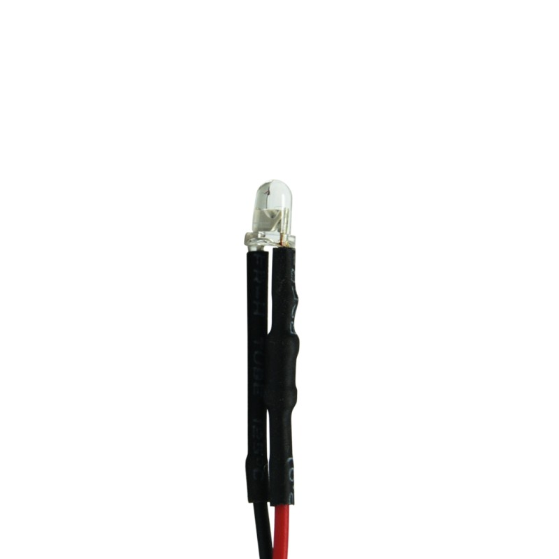 FULLWAT - LED3MC-12V-BF. Diodo LED color Blanco frío / 6500K con cápsula de tipo "3 mm". 12Vdc / 0,020A