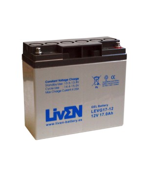 LIVEN - LEVG17-12. Batterie rechargeable au Plomb-acide technologie GEL-VRLA. Série LEVG. 12Vdc / 17Ah