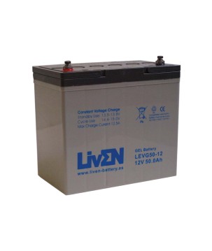 LIVEN - LEVG50-12. Bateria recarregável de chumbo ácido en tecnologia GEL-VRLA. Série LEVG. 12Vdc / 50Ah