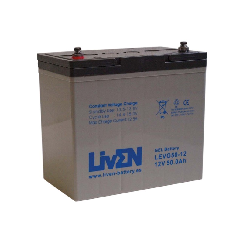 LIVEN - LEVG50-12. Batterie rechargeable au Plomb-acide technologie GEL-VRLA. Série LEVG. 12Vdc / 50Ah