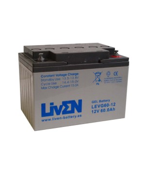 LIVEN - LEVG60-12. Batterie rechargeable au Plomb-acide technologie GEL-VRLA. Série LEVG. 12Vdc / 60Ah