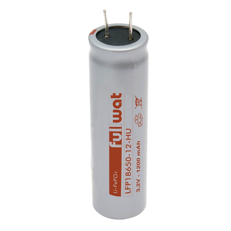 FULLWAT - LFP18650-12HU. Batterie rechargeable cylindrique de Li-FePO4. 3,2Vdc / 1,200Ah