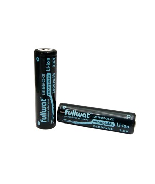 FULLWAT - LIR18650-26-CIT. Batterie rechargeable cylindrique de Li-Ion. 3,6Vdc / 2,600Ah