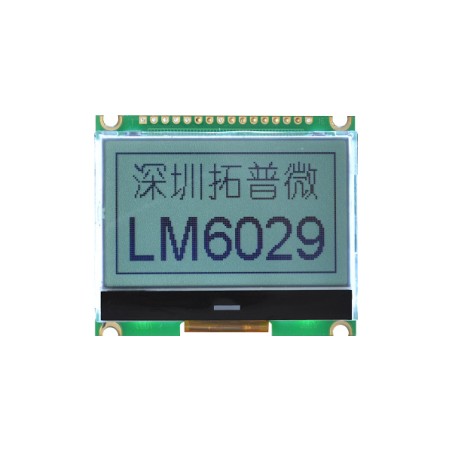 TOPWAY - LM6029ACW. Single color chart LCD display. 128 x 64. 3Vdc. White background / Black color character.