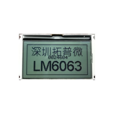 TOPWAY - LM6063ACW. Single color chart LCD display. 128 x 64. 3Vdc. White background / Black color character.