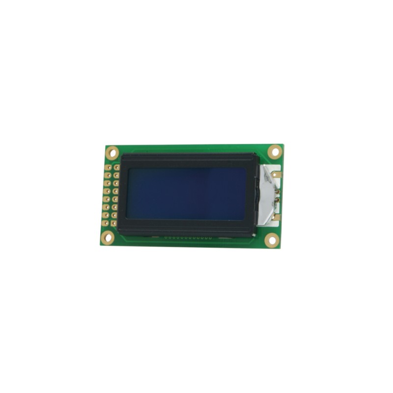 TOPWAY- No. Display LCD Alfanumerico.  2 x 8. 5Vdc . Sfondo Blu / Carattere Bianco