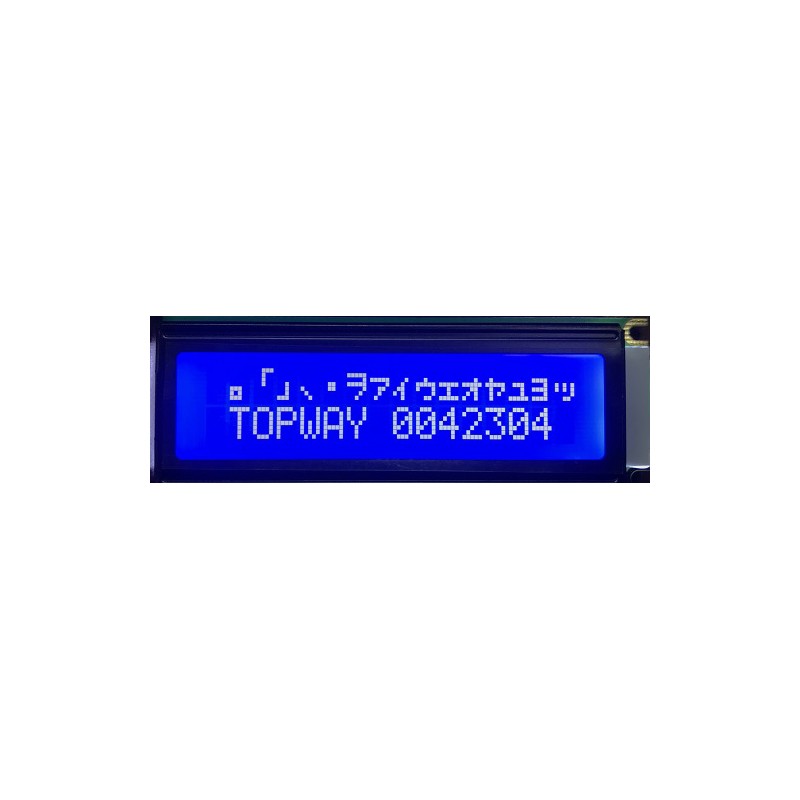 TOPWAY - LMB162GFC. Alphanumeric LCD display. 2 x 16. 5Vdc. Blue background / White color character.