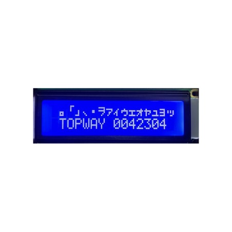 TOPWAY - LMB162GFC. Alphanumeric LCD display. 2 x 16. 5Vdc. Blue background / White color character.