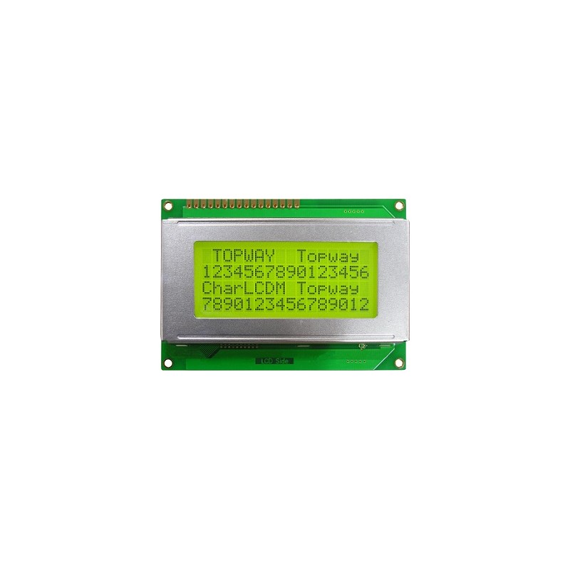 TOPWAY - LMB164ADC. Ecrã LCD Alfanumérico 4 x 16. 5Vdc . Fundo Amarelo / Carácter Cinzento