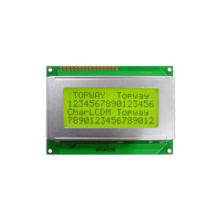 TOPWAY - LMB164ADC. Alphanumeric LCD display. 4 x 16. 5Vdc. Yellow background / Gray color character.