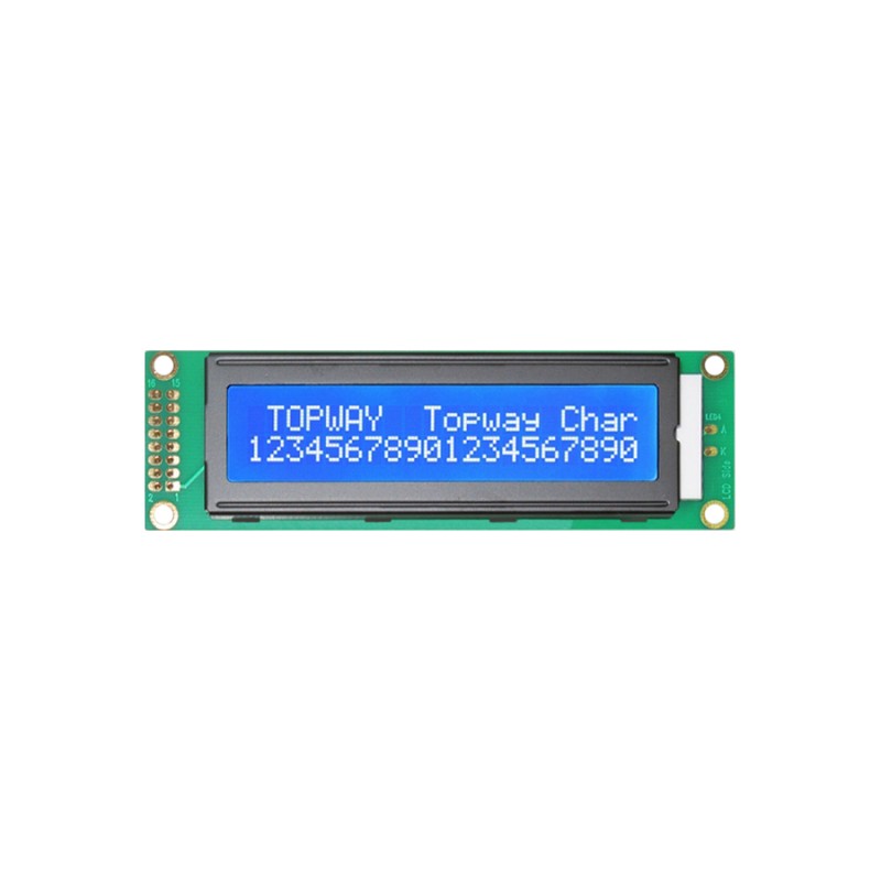 TOPWAY- No. Display LCD Alfanumerico.  2 x 20. 5Vdc . Sfondo Blu / Carattere Bianco