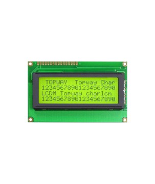 TOPWAY - LMB204BBC. Alphanumeric LCD display. 4 x 20. 5Vdc. Yellow / Green background / Gray color character.