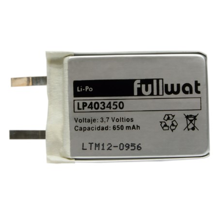 FULLWAT - LP403450. Batterie rechargeable prismatique de Li-Po. 3,7Vdc / 0,650Ah