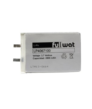 FULLWAT - LP4067100. Batterie rechargeable prismatique de Li-Po. 3,7Vdc / 2,800Ah