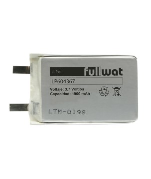 FULLWAT - LP604367. Bateria recarregável prismática de Li-Po. 3,7Vdc / 1,900Ah