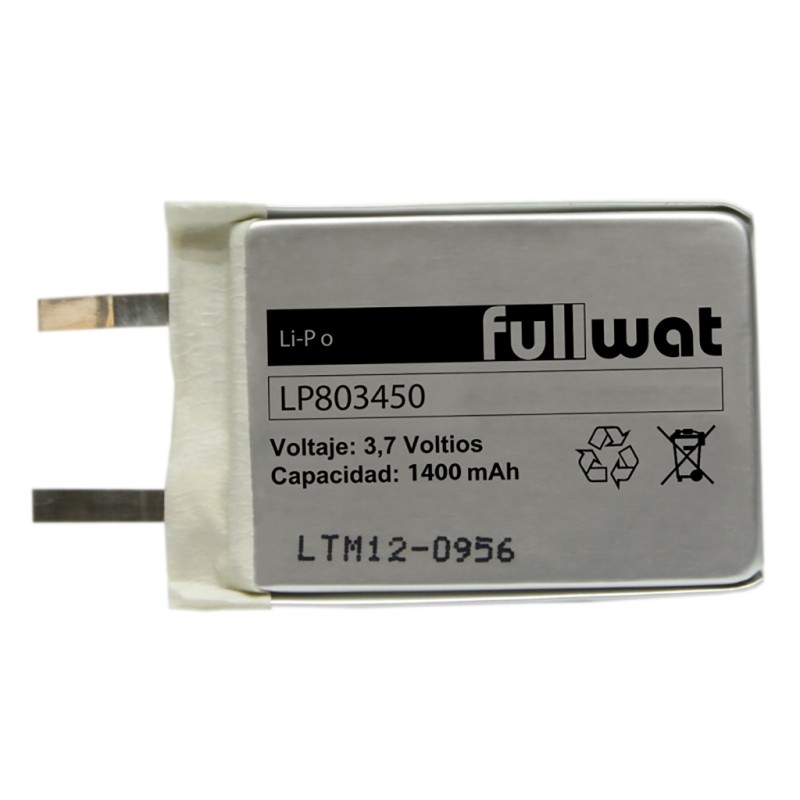 FULLWAT - LP803450. Batería recargable prismática de Li-Po. 3,7Vdc / 1,400Ah