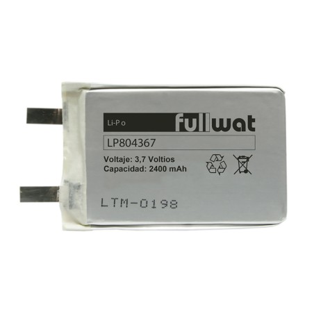 FULLWAT - LP804367. Bateria recarregável prismática de Li-Po. 3,7Vdc / 2,400Ah