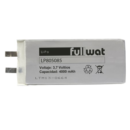 FULLWAT - LP805085. Bateria recarregável prismática de Li-Po. 3,7Vdc / 4,000Ah