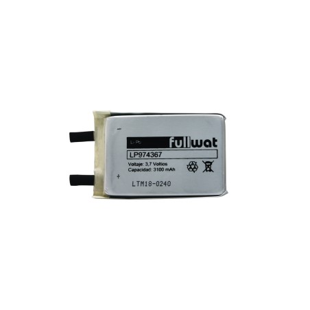FULLWAT - LP974367. Batería recargable prismática de Li-Po. 3,7Vdc / 3,100Ah