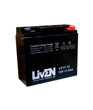 LIVEN - LV17-12. Wiederaufladbare Blei-Säure Batterie der Technik AGM-VRLA. Serie  LV. 12Vdc / 17Ah